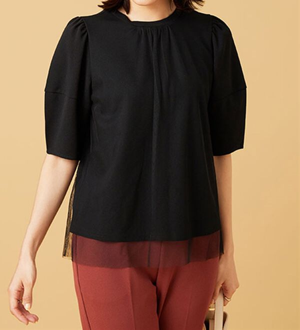 BELLUNA（ベルーナ）の「ランタンスリーブチュール重ねプルオーバー（カットソー）」｜詳細画像