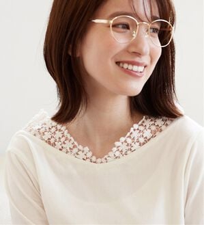 Viola e Viola（ヴィオラ エ ヴィオラ）の「あったか綿衿見せレーストップス【吸湿発熱&times;静電気防止】（カットソー）」｜オフホワイト