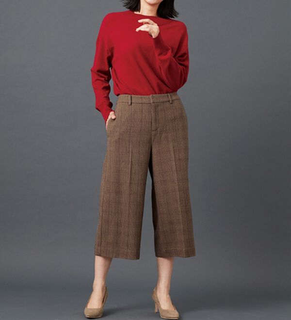 BELLUNA（ベルーナ）の「サマ見え（スーパーウォーム）ウール調センタープレスクロップドパンツ（クロップドパンツ）」｜詳細画像