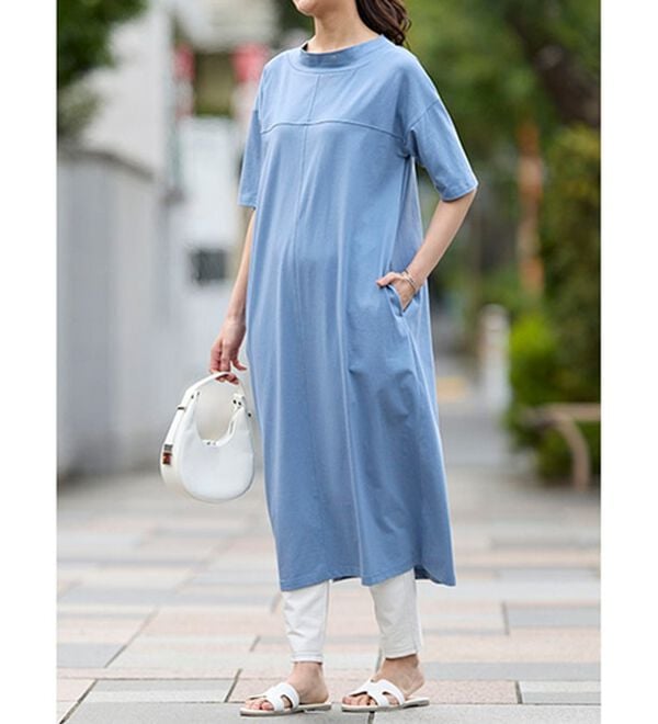 BELLUNA（ベルーナ）の「ひんやリッチコットン大人のワンピース（カットソーワンピース）」｜詳細画像