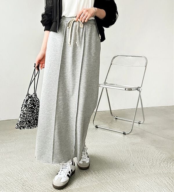 GeeRA（ジーラ）の「すっきり見え！フロントラインスウェットナロースカート（ロングスカート）」｜詳細画像