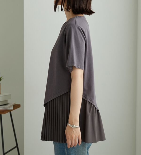 BELLUNA（ベルーナ）の「異素材使い裾アシメデザインチュニック（チュニック）」｜詳細画像