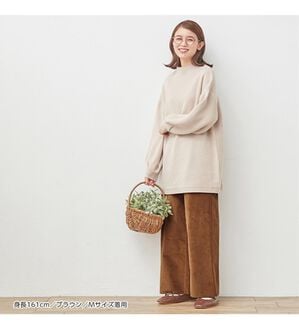 Viola e Viola（ヴィオラ エ ヴィオラ）の「ストレッチコーデュロイワイドパンツ（ワイドパンツ・ガウチョ）」｜ブラウン