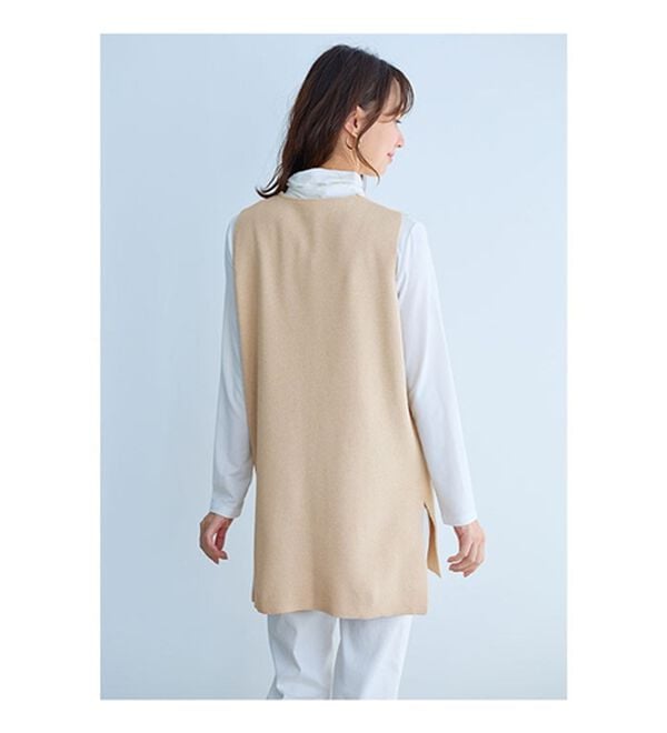 BELLUNA（ベルーナ）の「エコ素材シンプルロングニットベスト（ベスト）」｜詳細画像