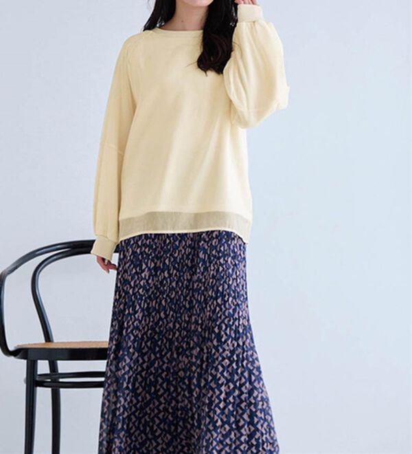 RANAN（ラナン）の「裏起毛シアー素材レイヤードスウェット（カットソー）」｜詳細画像