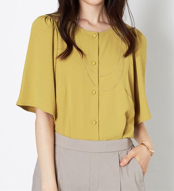 BELLUNA（ベルーナ）の「お手入れ楽々！ビンテージ素材ブラウス（ブラウス）」｜詳細画像