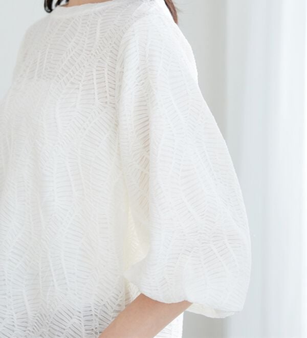 BELLUNA（ベルーナ）の「波柄ジャカードバルーン袖プルオーバー（カットソー）」｜詳細画像