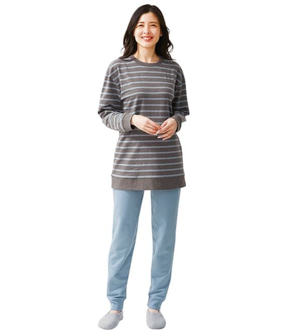 LAVIENNE（ラヴィエンヌ）の「綿混裏シャギーボーダーパジャマ（パジャマ・ルームウェア）」｜詳細画像