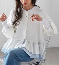 RANAN（ラナン）の「フリルぺプラムショートカーデ（その他カーディガン）」
