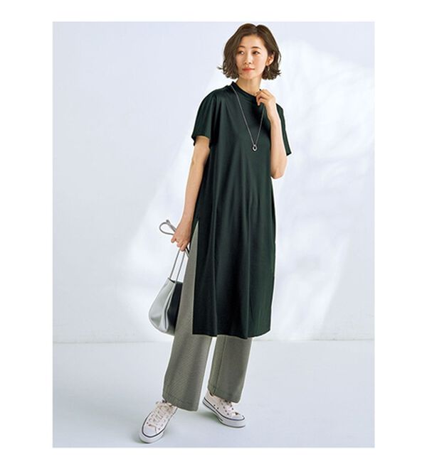 UNDOVE】＜日本製＞クールコットン100％スリットワンピース 