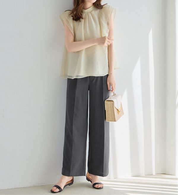 alotta（アロッタ）の「軽やかウエストリボンワイドパンツ（ワイドパンツ・ガウチョ）」｜詳細画像