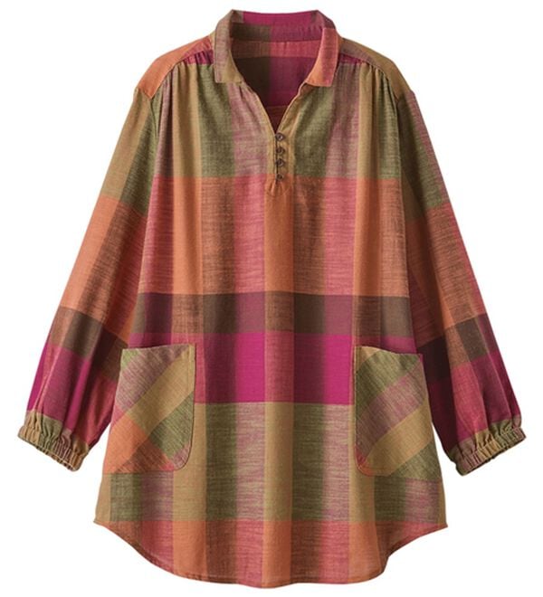 BELLUNA（ベルーナ）の「そのままお出かけ！スラブ素材かっぽうチュニック（チュニック）」｜詳細画像