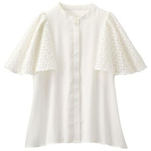 RANAN（ラナン）の「異素材スリーブブラウス（ブラウス）」｜オフホワイト