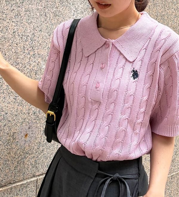 RANAN（ラナン）の「＜U.S.POLO ASSN.＞半袖ケーブルポロニット（シャツ）」｜詳細画像
