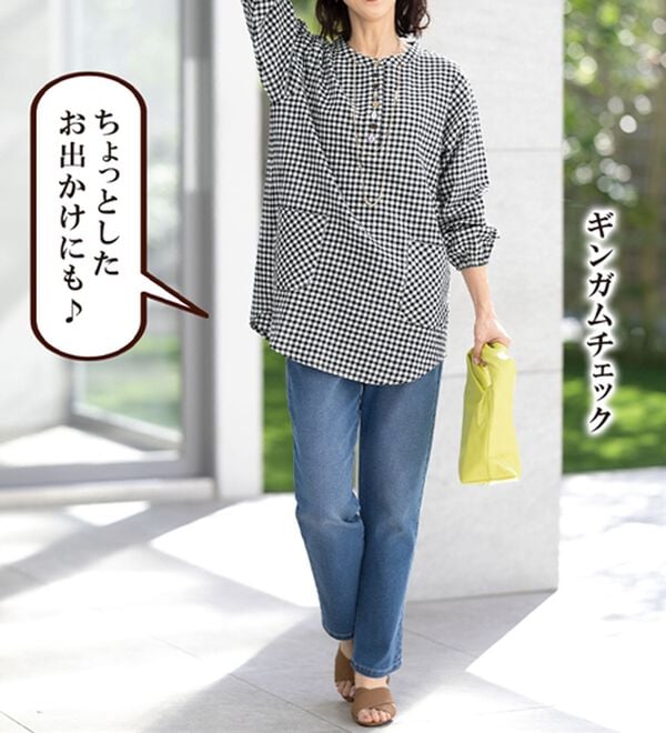 ルフラン（ルフラン）の「【３色組】ボタンが可愛い！さらりかっぽうチュニック（チュニック）」｜詳細画像
