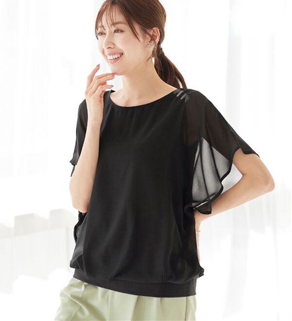 alotta（アロッタ）の「【接触冷感】カットソー裏地付ドルマンブラウス（ブラウス）」｜詳細画像