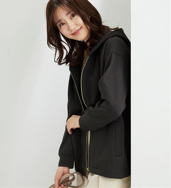 BELLUNA（ベルーナ）の「【快適Ｌａｂ．】とろみ素材裾タックパーカー（パーカー）」｜詳細画像