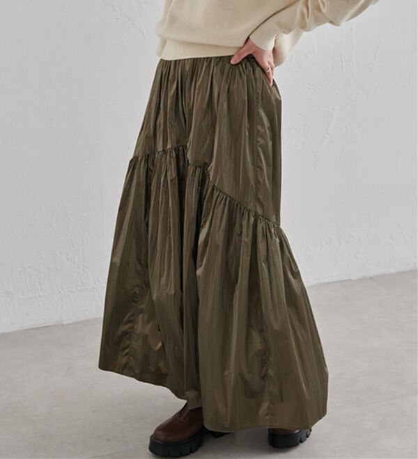 RANAN（ラナン）の「メタリックラウンドティアードスカート（ロングスカート）」｜詳細画像