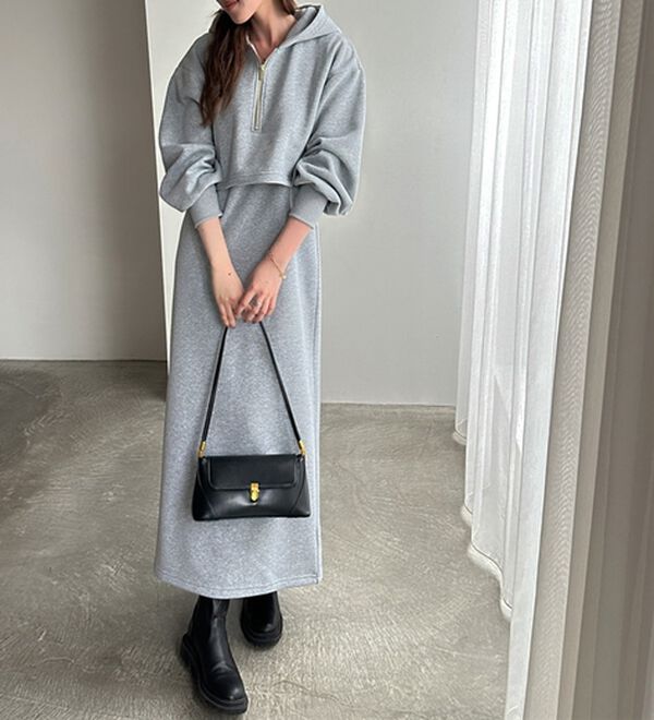 セットアップ風ハーフジップワンピース - ベルーナ【公式】