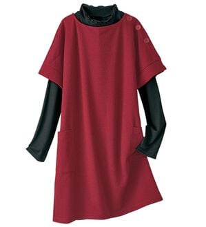 BELLUNA（ベルーナ）の「フリル衿プルオーバー付ジャカードチュニック（アンサンブル）」｜レッド