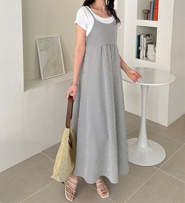 GeeRA（ジーラ）の「サッカー素材バックリボンキャミワンピース（その他ワンピース）」｜詳細画像