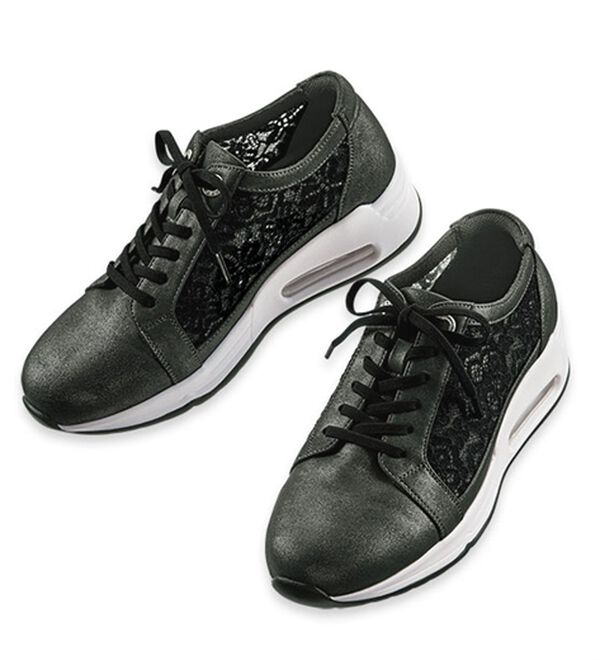 ルフラン（ルフラン）の「４Ｅフラワーレーススニーカー（スニーカー）」｜ブラック