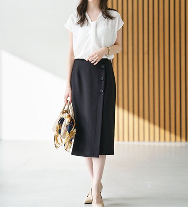 GeeRA（ジーラ）の「【２点】単品使いもできる！ベーシックブラウス＆スカートセットアップ（スカートスーツ）」｜詳細画像