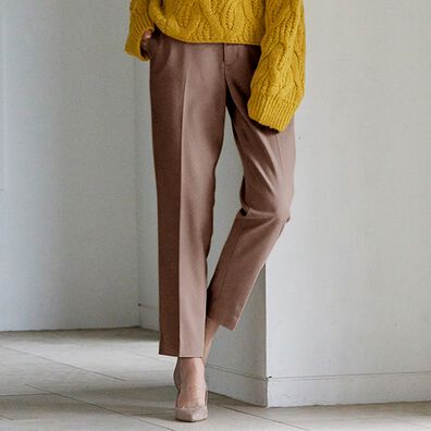 RANAN（ラナン）の「キレイ見え裏起毛カルゼ風タックパンツ（フルレングスパンツ）」