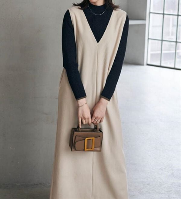 RANAN（ラナン）の「あったか裏ベロアニットコールジャンパースカート（ジャンパースカート）」｜詳細画像