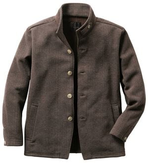 「気軽に羽織れるイタリアンカラージャケット（メンズジャケット）」｜ブラウン