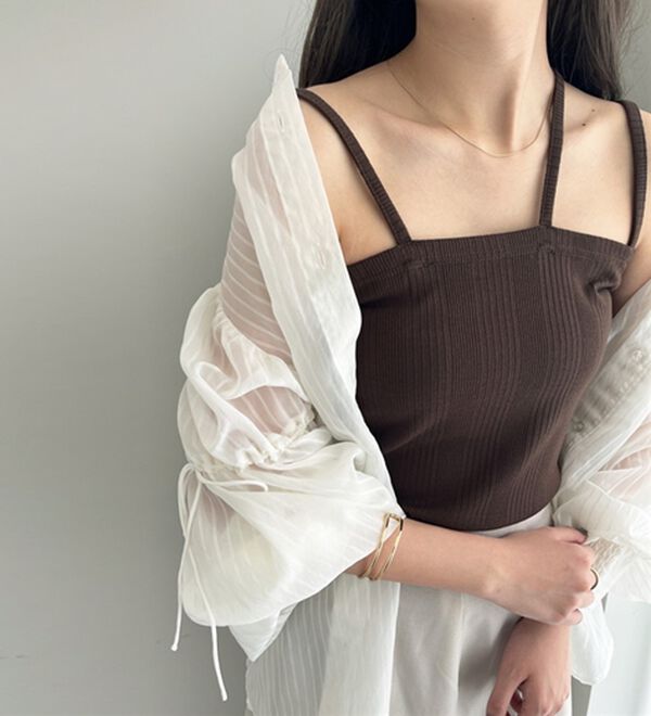 GeeRA（ジーラ）の「３ストラップランダムリブキャミソール（タンクトップ・キャミソール）」｜ブラウン