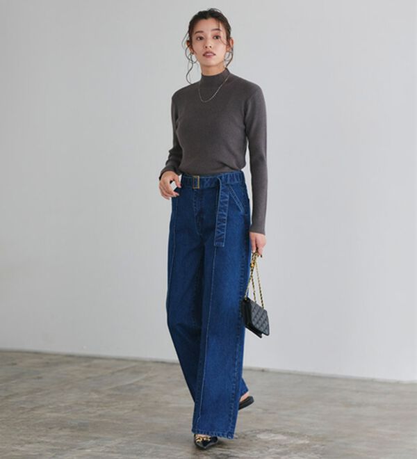 Pierrot（ピエロ）の「【選べるネック】もっちり袖パールニット（ニット・セーター）」｜詳細画像