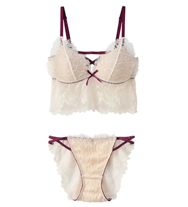 YU'NOW（ユナウ）の「アイラッシュレースのロングブラレット＆ショーツ（ブラジャー＆ショーツセット）」｜詳細画像