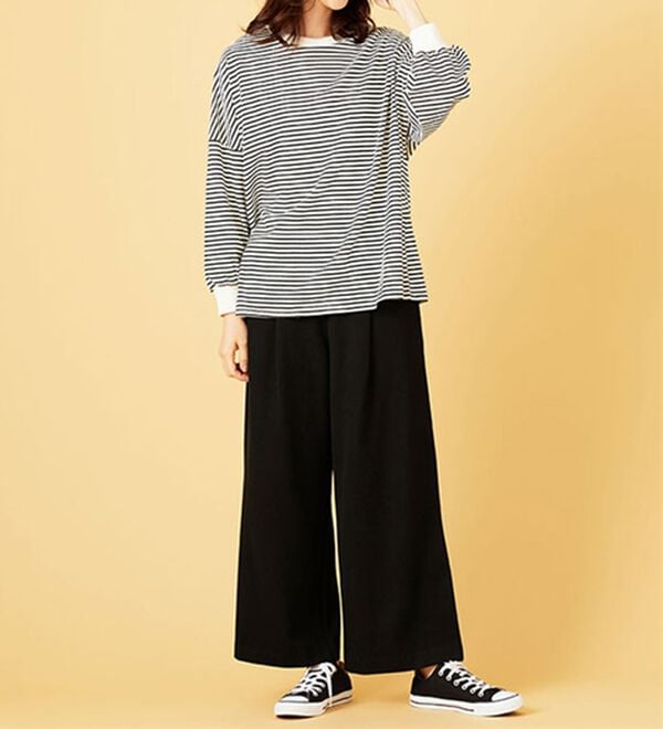 BELLUNA（ベルーナ）の「サマ見え（スーパーウォーム）ウール調ボタン使いワイドパンツ（ワイドパンツ・ガウチョ）」｜詳細画像