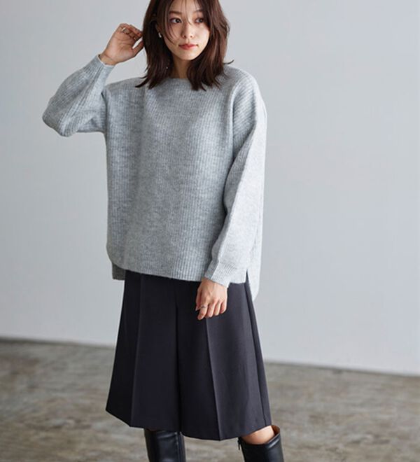 Pierrot（ピエロ）の「【洗濯機で洗える】ネックが選べるふんわりボリューム袖ニット（ニット・セーター）」｜詳細画像