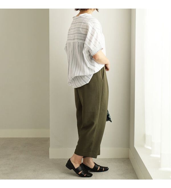 BELLUNA（ベルーナ）の「麻調合繊ボタン使いワイドパンツ（ワイドパンツ・ガウチョ）」｜詳細画像
