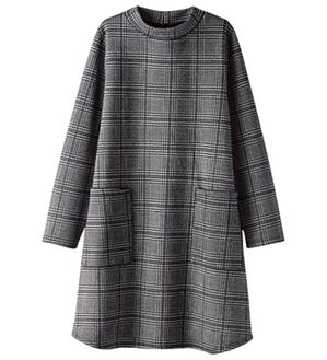 BELLUNA（ベルーナ）の「裏ベロアポケット使いハイネックチュニック（チュニック）」｜グレンチェック