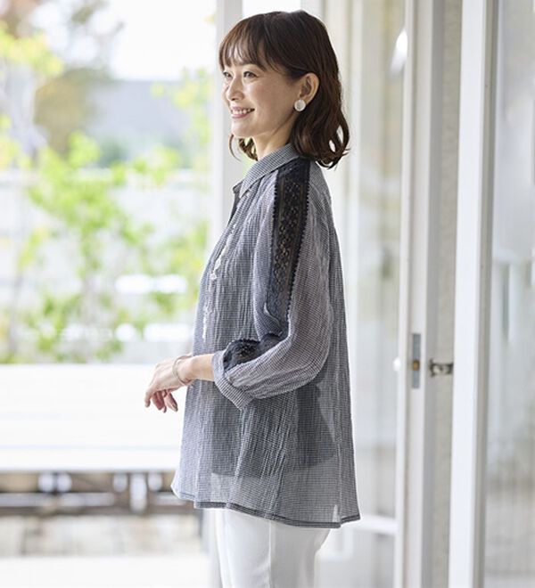 BELLUNA（ベルーナ）の「暑い夏に着たい！涼やか綿１００％ブラウス（ブラウス）」｜詳細画像