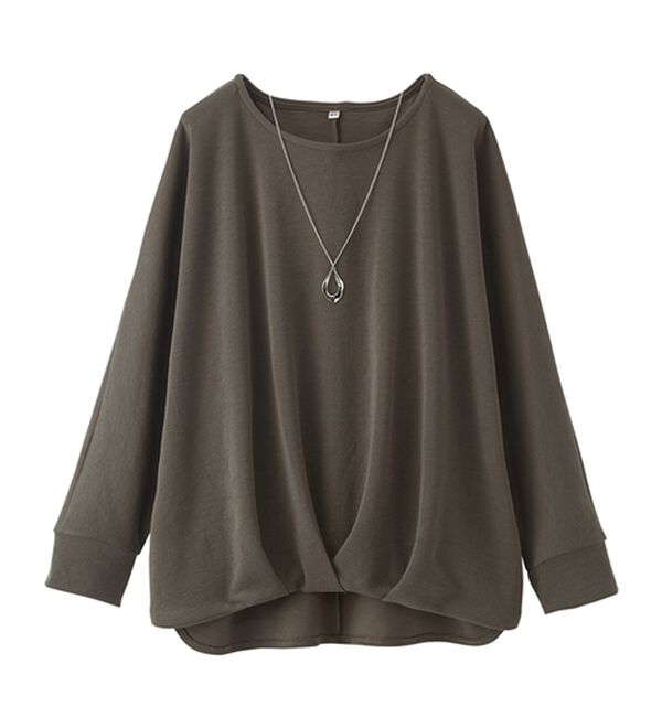 BELLUNA（ベルーナ）の「【新色追加】【2点セット】ネックレス付裾タックデザインプルオーバー（カットソー）」｜詳細画像