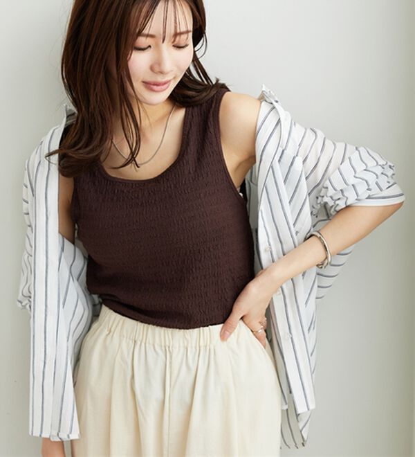 BELLUNA（ベルーナ）の「【接触冷感】透け感バックシャーリングシャツ（シャツ）」｜詳細画像