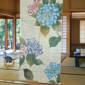 「日本製　開運のれん（のれん・間仕切り・カフェカーテン）」｜あじさい