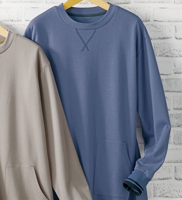 BELLUNA（ベルーナ）の「【メルティポンチ】配色リブ使いチュニック（チュニック）」｜サックス