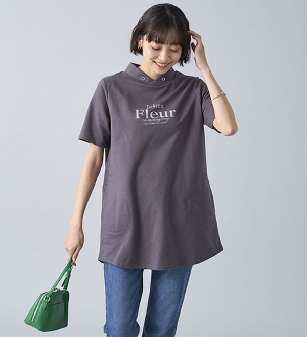 BELLUNA（ベルーナ）の「綿１００％裏毛素材ロゴチュニック（チュニック）」｜詳細画像