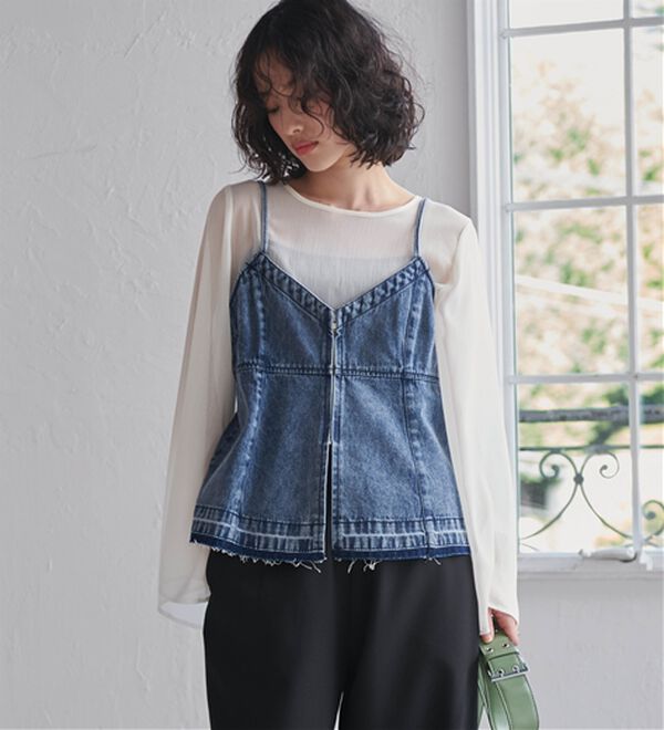 RANAN（ラナン）の「デニム素材キャミビスチェ（タンクトップ・キャミソール）」｜詳細画像