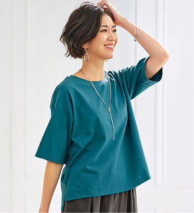 BELLUNA（ベルーナ）の「綿１００％汗染み対策短丈プルオーバー（カットソー）」