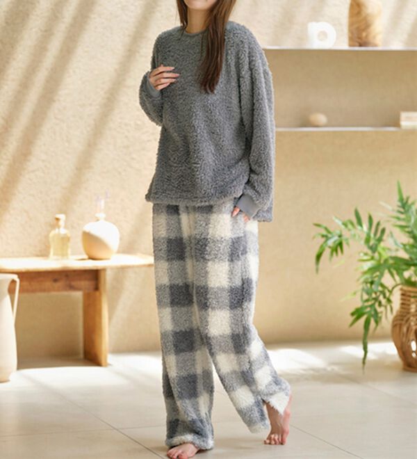 YU'NOW（ユナウ）の「【上下２点セット】モールニット風ハラマキパジャマ（パジャマ・ルームウェア）」｜詳細画像