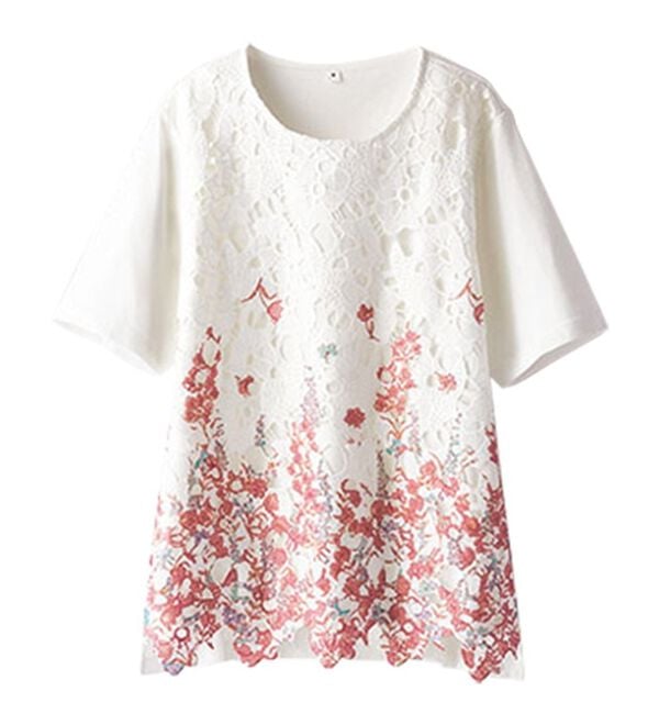 BELLUNA（ベルーナ）の「花柄プリントレースカーディガンアンサンブル（アンサンブル）」｜詳細画像