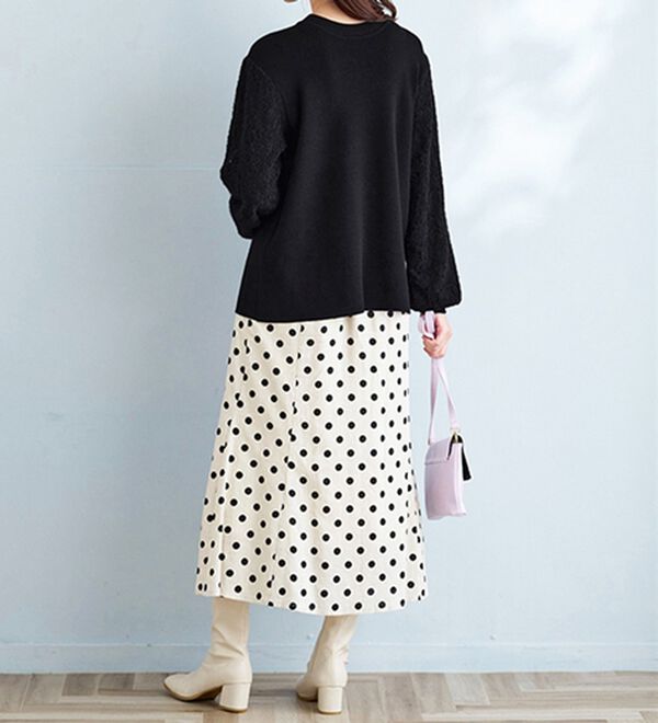 BELLUNA（ベルーナ）の「袖起毛レースニットプルオーバー（ニット・セーター）」｜詳細画像