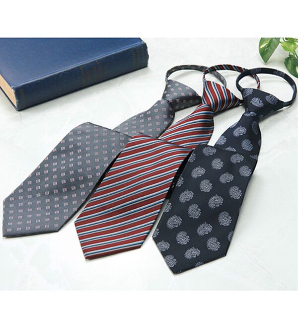 「【３本組】ワンタッチ簡単ジッパーネクタイ（ビジネスファッション小物）」｜詳細画像