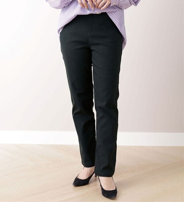 BELLUNA（ベルーナ）の「裏起毛ツイルゆったり快適パンツ（フルレングスパンツ）」｜杢ダークチャコール